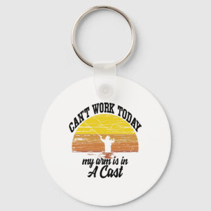 Can't Work Today My Arm Is In A Cast Fishing Graph Keychain