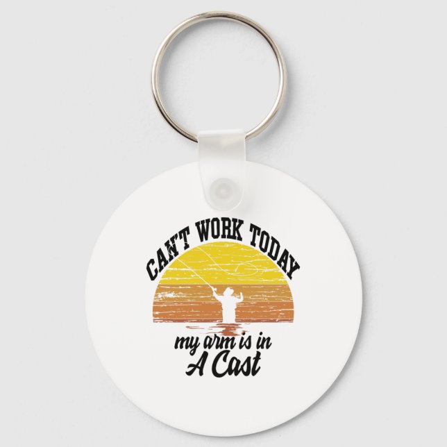 Can't Work Today My Arm Is In A Cast Fishing Graph Keychain (Front)