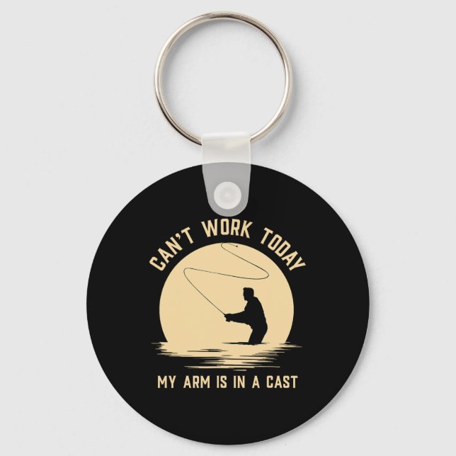 Can't Work Today My Arm Is In A Cast - Funny Fly F Keychain (Front)