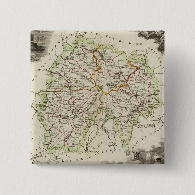 Cantaloupe 2 Inch Square Button (Front)