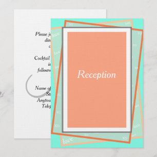 Cantaloupe Blue Geometric Monogram Reception Invitation