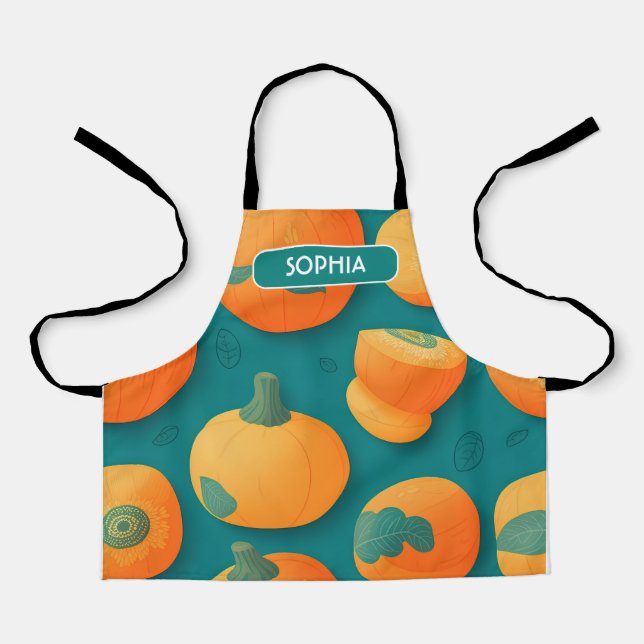 Cantaloupe Floral Colourful Personalized Pattern Apron (Front)