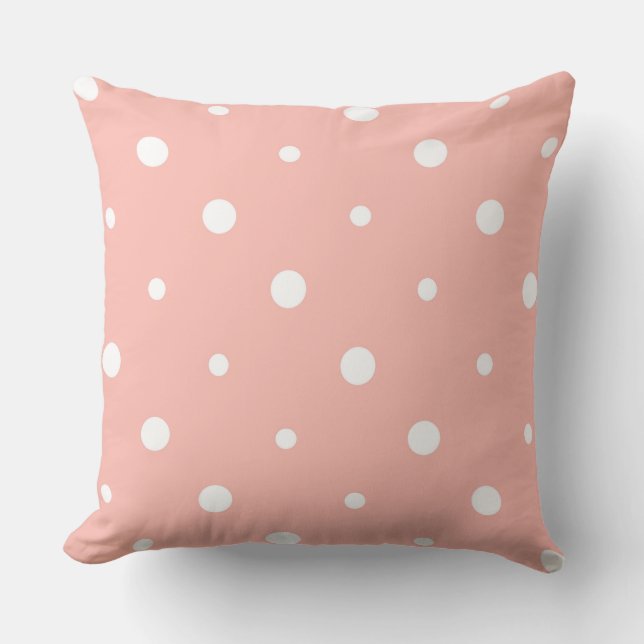 Cantaloupe Melon and white dots Throw Pillow (Front)