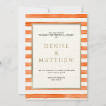 Cantaloupe Watercolor Stripes & Gold Lettering 