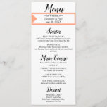 Cantaloupe White Monogram Wedding Menu<br><div class="desc">Personalized Menu options on front in black text against crisp white background.  The Bride and Groom's Names and Wedding Date are highlighted in pretty cantaloupe colour frame.  Backside has simple Monogram initials in cantaloupe text.  Original Designs © TamiraZDesigns.</div>