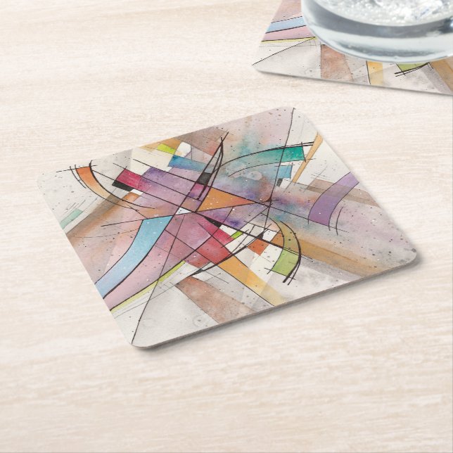 CANTATA in PASTEL MAJOR Abstract Art Square Paper Coaster (Angled)