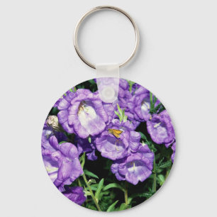 Canterbury bells, hardy common biennial flower keychain