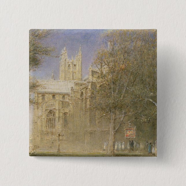 Canterbury Cathedral 2 Inch Square Button (Front)
