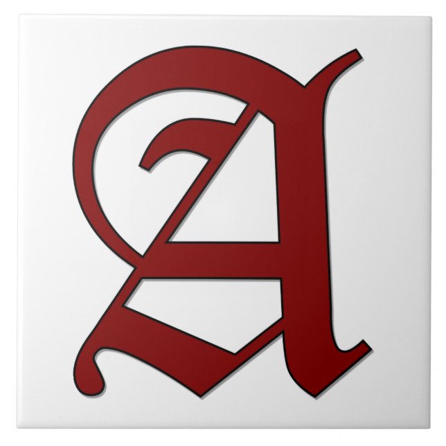 Canterbury Letter A in Red Monogram Tile (Front)