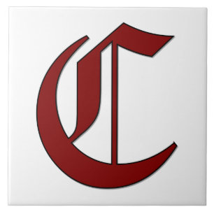 Canterbury Letter C in Red Monogram Tile