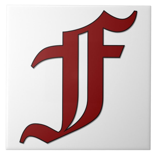 Canterbury Letter F in Red Monogram Tile (Front)