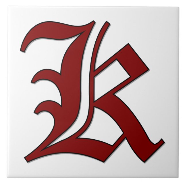 Canterbury Letter K in Red Monogram Tile (Front)