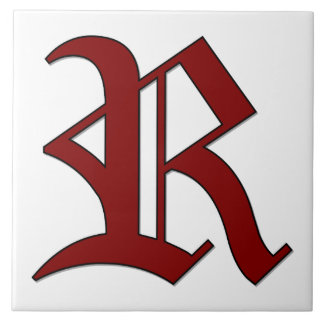 Canterbury Letter R in Red Monogram Tile