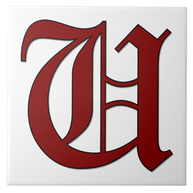 Canterbury Letter U in Red Monogram Tile (Front)
