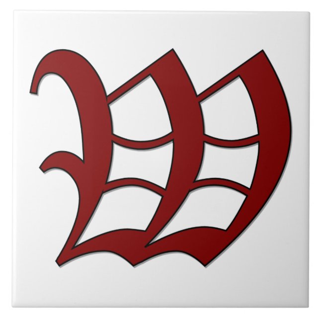 Canterbury Letter W in Red Monogram Tile (Front)