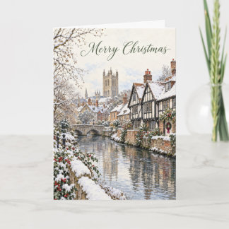 Canterbury Riverside Christmas Watercolour Holiday Card