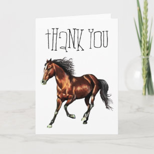 Cantering Bay Horse Thank You Card