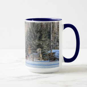 Cantering, Running Horses in Winter Snow Photo Mug