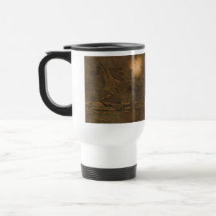 Cantering Wild Spirited Horse Faux Leather-effect Travel Mug