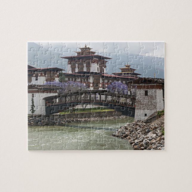 Cantilevered bridge near Punakha Dzong palace Jigsaw Puzzle (Horizontal)