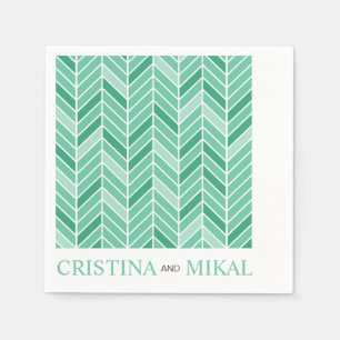 Cantilevered Chevron Cocktail Party   mint green Napkin