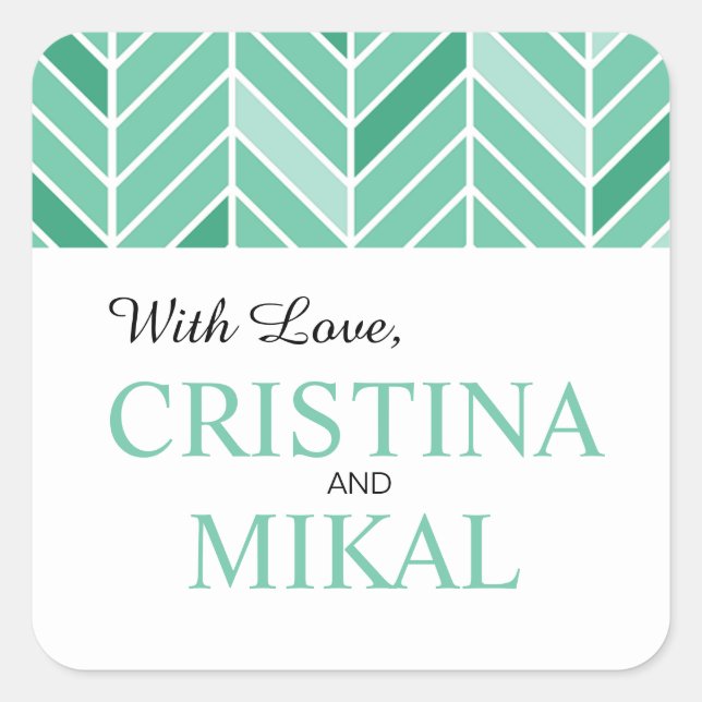 Cantilevered Chevron Favour | mint green Square Sticker (Front)