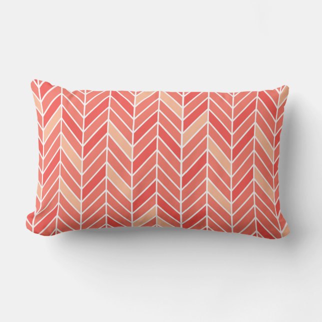 Cantilevered Chevron narrow | peach Lumbar Pillow (Front)