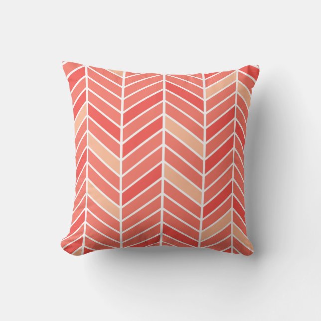 Cantilevered Chevron wide | peach Throw Pillow (Front)