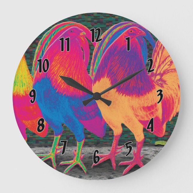Cantina Roosters Large Clock (Front)