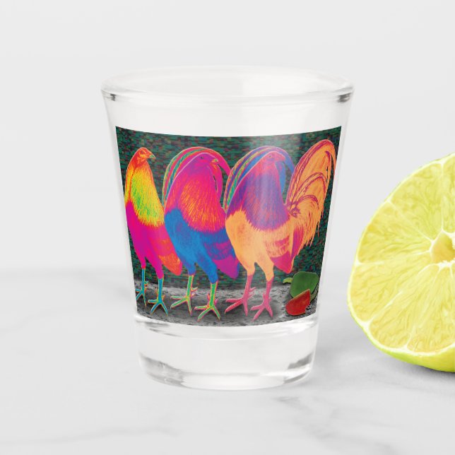 Cantina Roosters Shot Glass (Front)