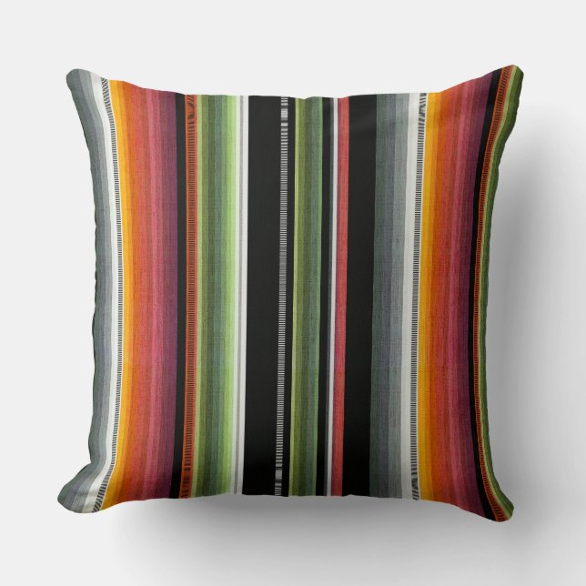 Cantina serape stripes multicolor pattern throw pillow (Front)