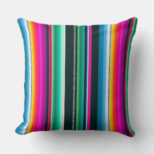 Cantina serape stripes multicolor pattern throw pillow