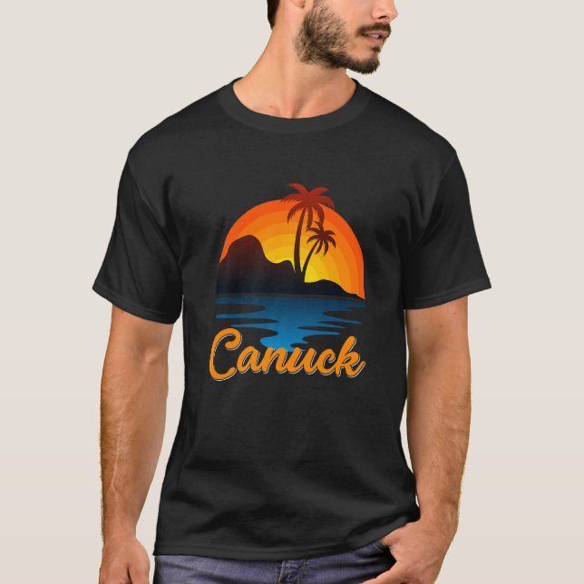 Canuck Vancouver Palm Tree Island Sunset Canada T-Shirt (Front)