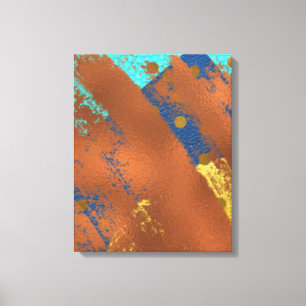 Canvas Abstract Artwork Blue Copper Gold