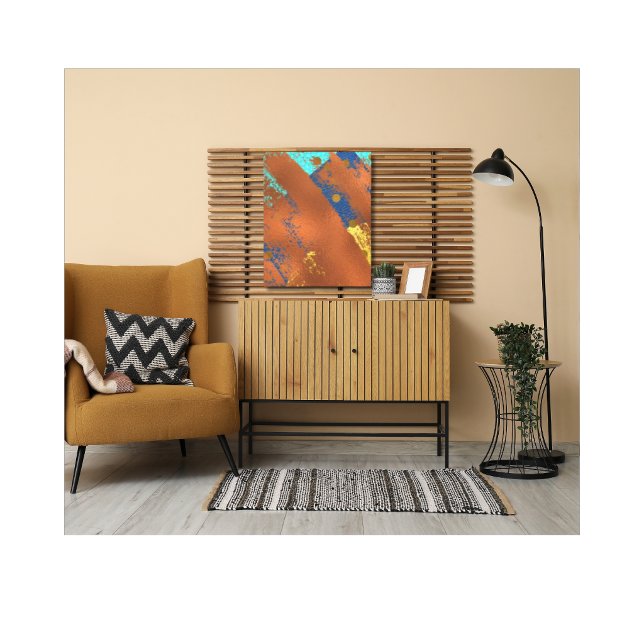 Canvas Abstract Artwork Blue Copper Gold Print (Creator Uploaded)