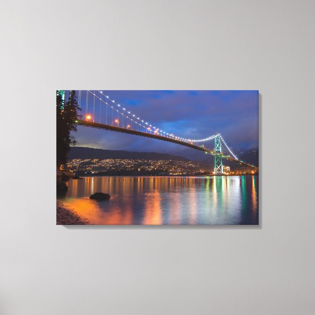 Canvas Art-Lit Bridge over the Bay (Front)