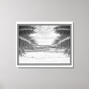 Canvas Art-Tropical Beach in B&W