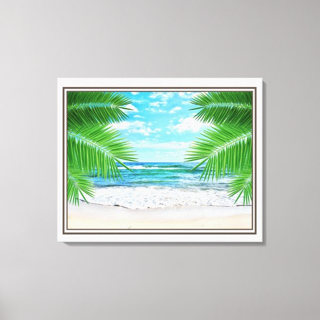 Canvas Art-Tropical Beach in Sepia (Front)