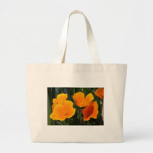 Canvas Bag, "FOUR CALIFORNIA POPPIES" Large Tote Bag