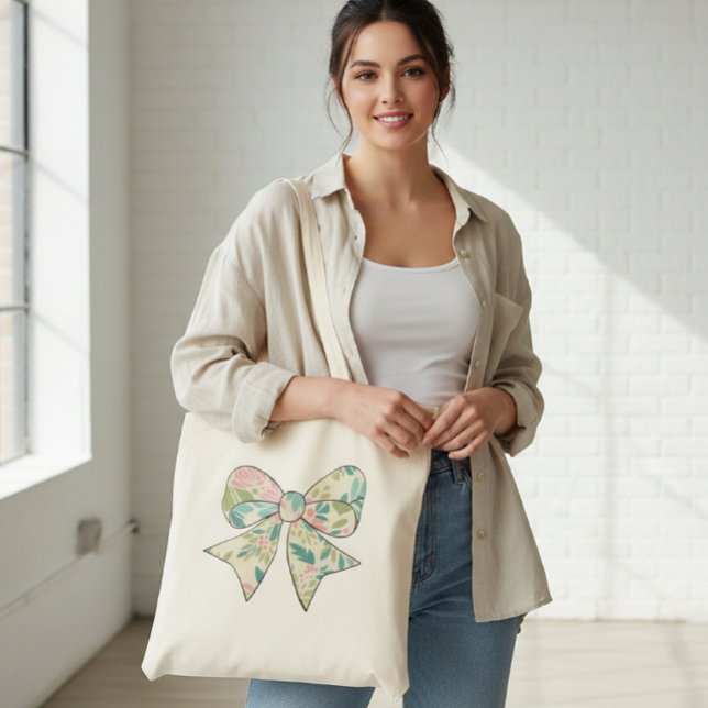 Canvas Bag with Floral Bow - Boho Chic Style. (Creator Uploaded)