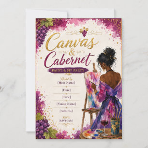 Canvas & Cabernet Paint and Sip Party   Colourful  Invitation