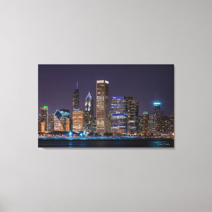 Canvas - Chicago Skyline Illinois with Night Sky Print