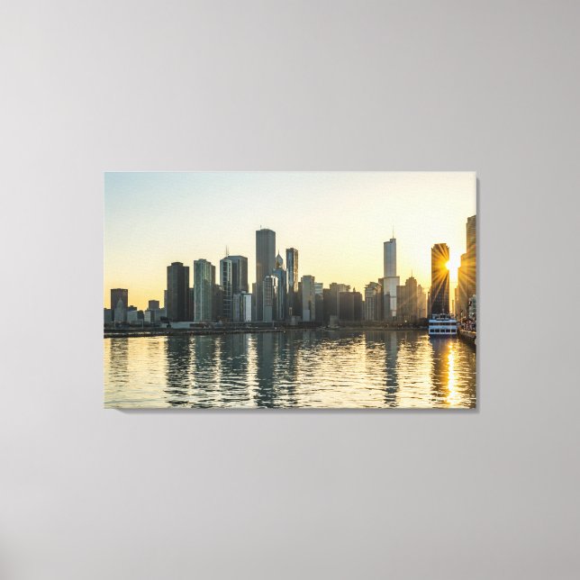 Canvas - Chicago Skyline in Illinois at Sunset (Front)