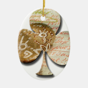 Canvas clover ceramic ornament