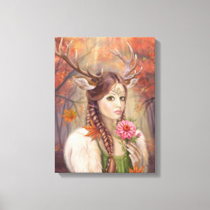 Canvas Fantasy woman portrait deer