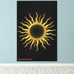 Canvas Golden Solar Eclipse Celestial Wall Art