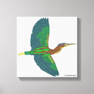 Canvas - Green Heron (white)