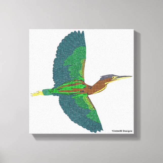 Canvas - Green Heron (white) Print (Front)