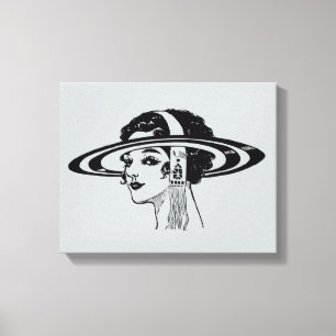 Canvas (Lady with Vintage Hat)) Print