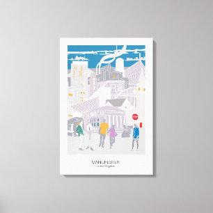 Canvas Manchester Skyline Illustration Print